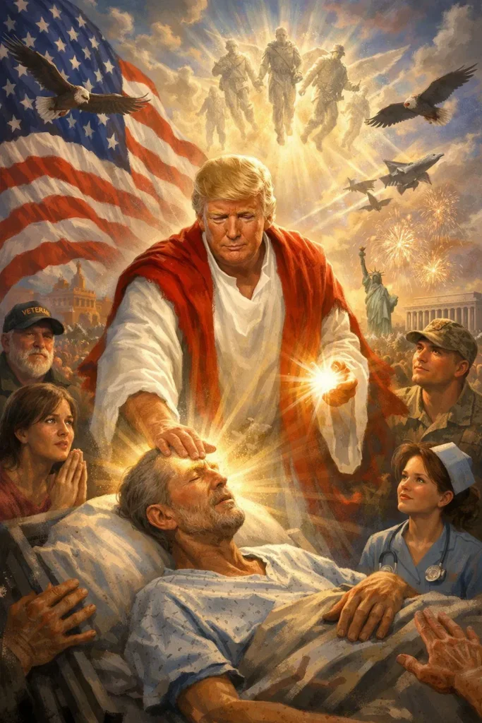 Trump, la IA y la imagen de Cristo: ¿Dónde está el límite? 2 Imagen original IA Trump como figura mesiánica publicada por Nick Adams