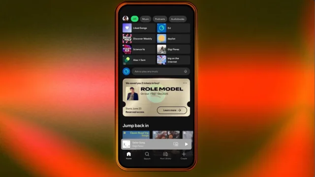 Pantalla promocional de Reserved by Spotify para boletos de conciertos